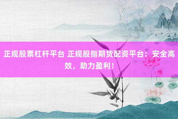 正规股票杠杆平台 正规股指期货配资平台：安全高效，助力盈利！