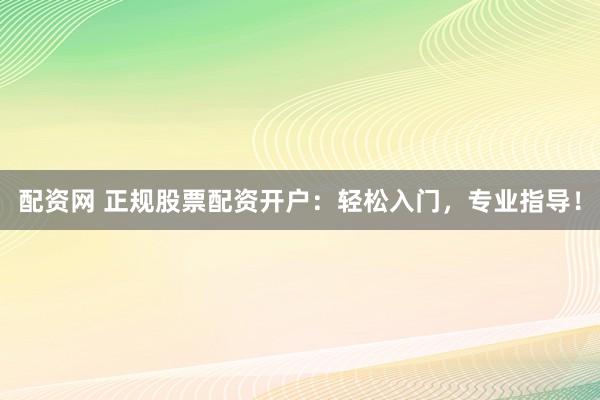配资网 正规股票配资开户：轻松入门，专业指导！