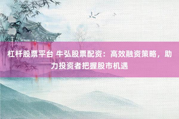 杠杆股票平台 牛弘股票配资：高效融资策略，助力投资者把握股市机遇