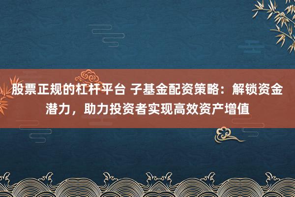 股票正规的杠杆平台 子基金配资策略：解锁资金潜力，助力投资者实现高效资产增值